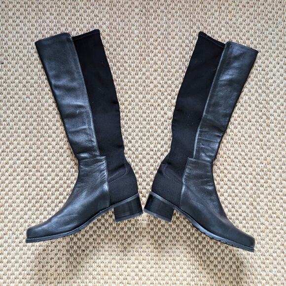 STUART WEITZMAN Mixitup Mezza Mezza Black Leather Knee Stretch Classic Boots 4 - Picture 4 of 10